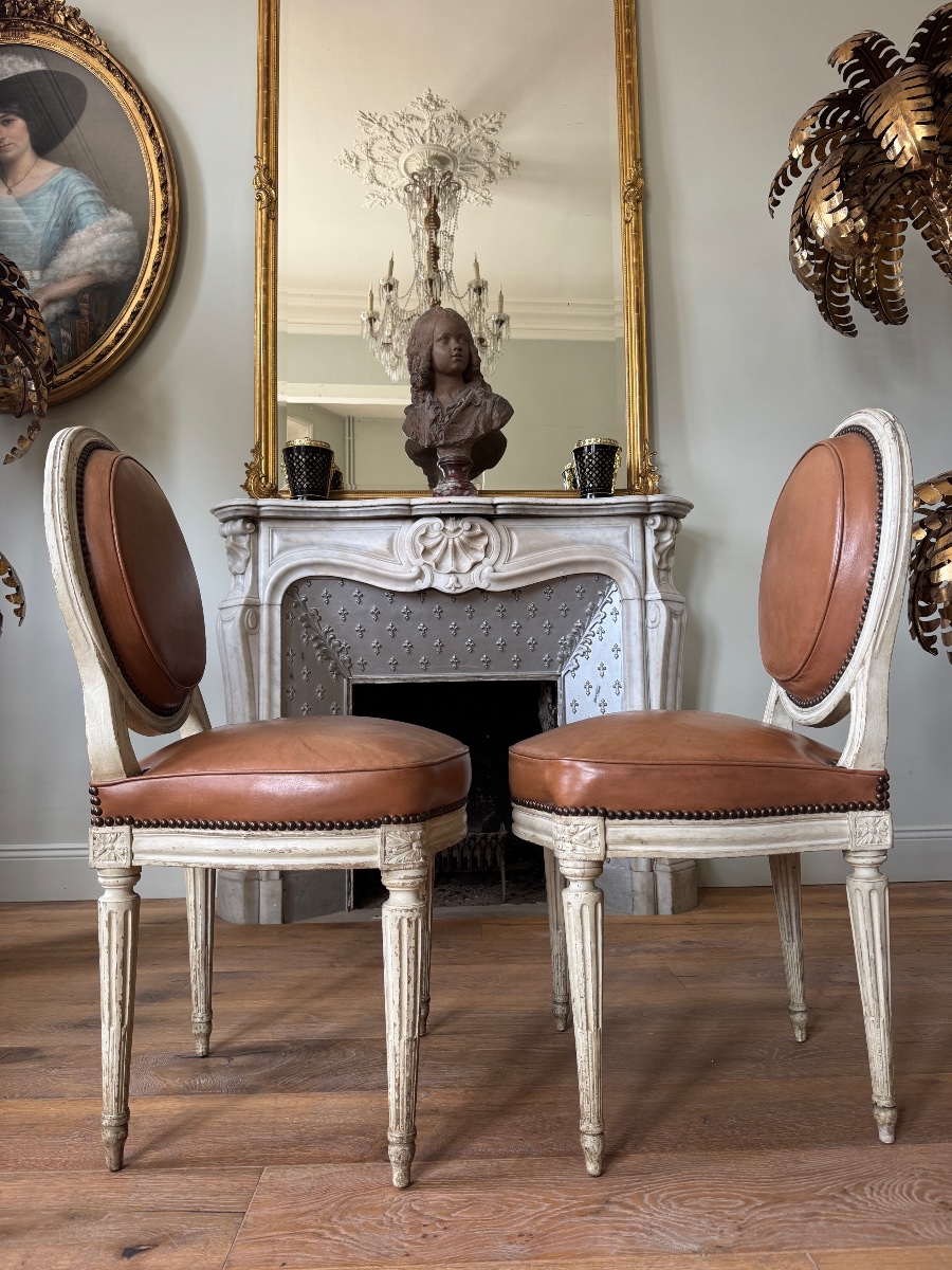 Set Of 6 Louis XVI-era Chairs Stamped “chevigny Claude”-photo-1