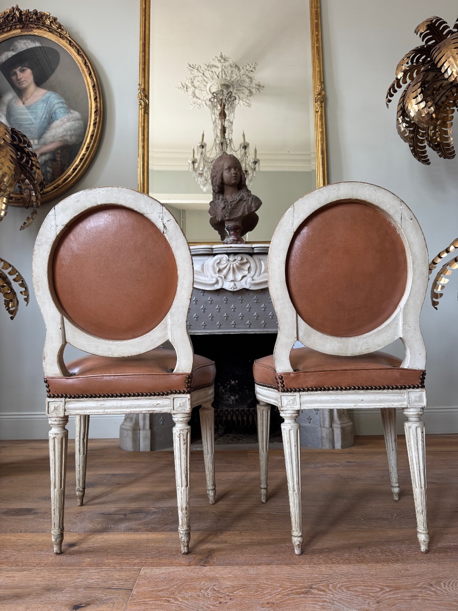 Set Of 6 Louis XVI-era Chairs Stamped “chevigny Claude”-photo-2