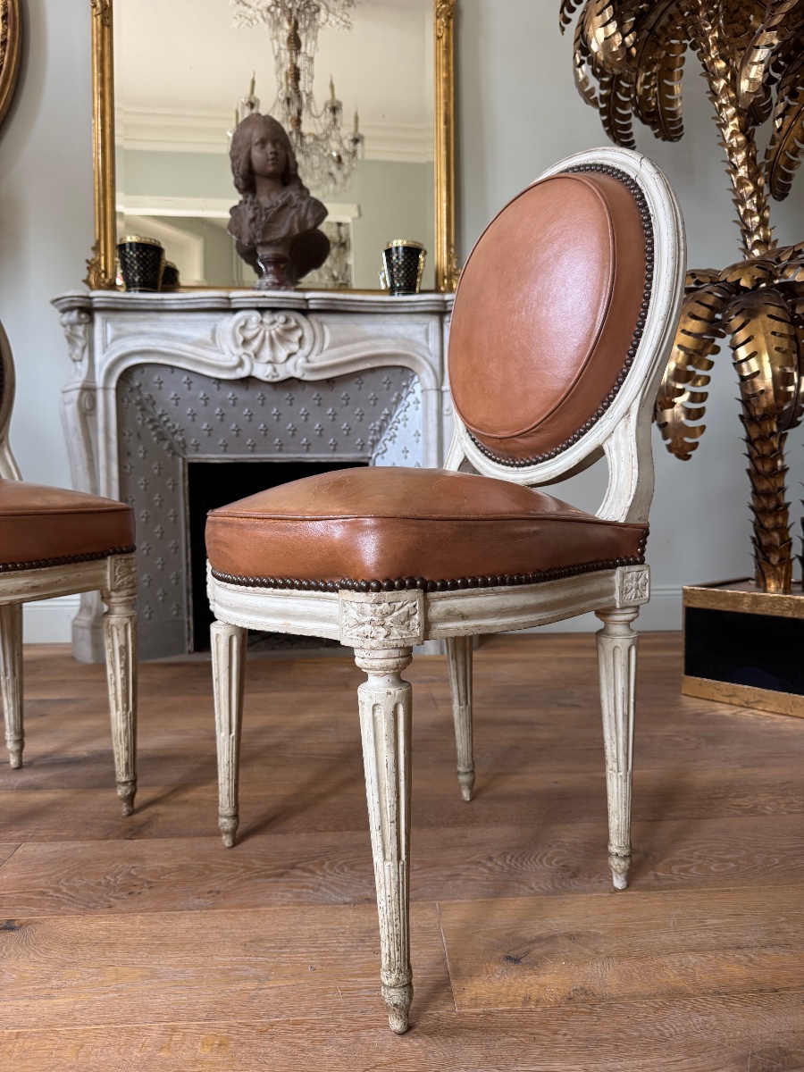 Set Of 6 Louis XVI-era Chairs Stamped “chevigny Claude”-photo-3