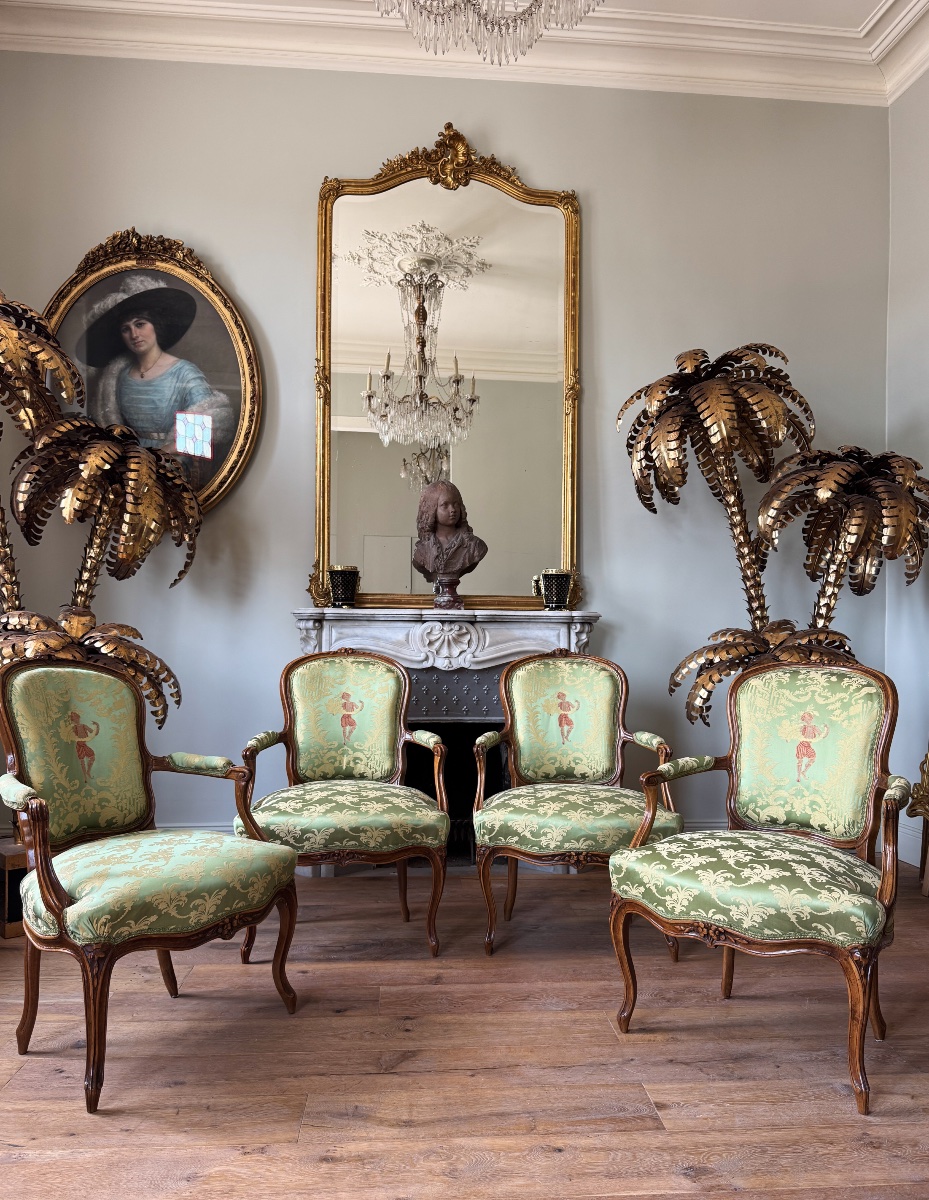 Set Of 4 Louis XV-style Armchairs—18th Century -photo-2