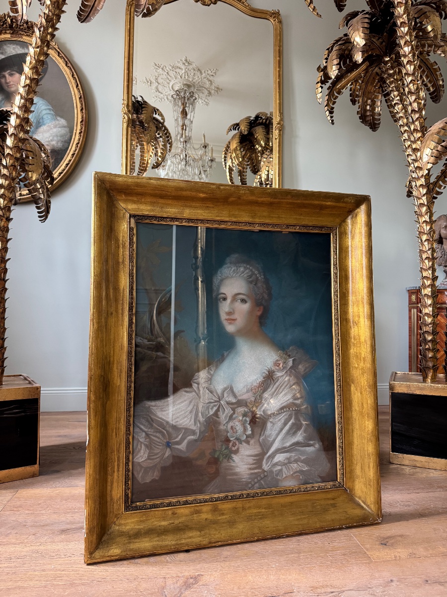 Pastel du XIXe siècle représentant une jeune femme, signé à l’arrière Alphonse Giroux -photo-4