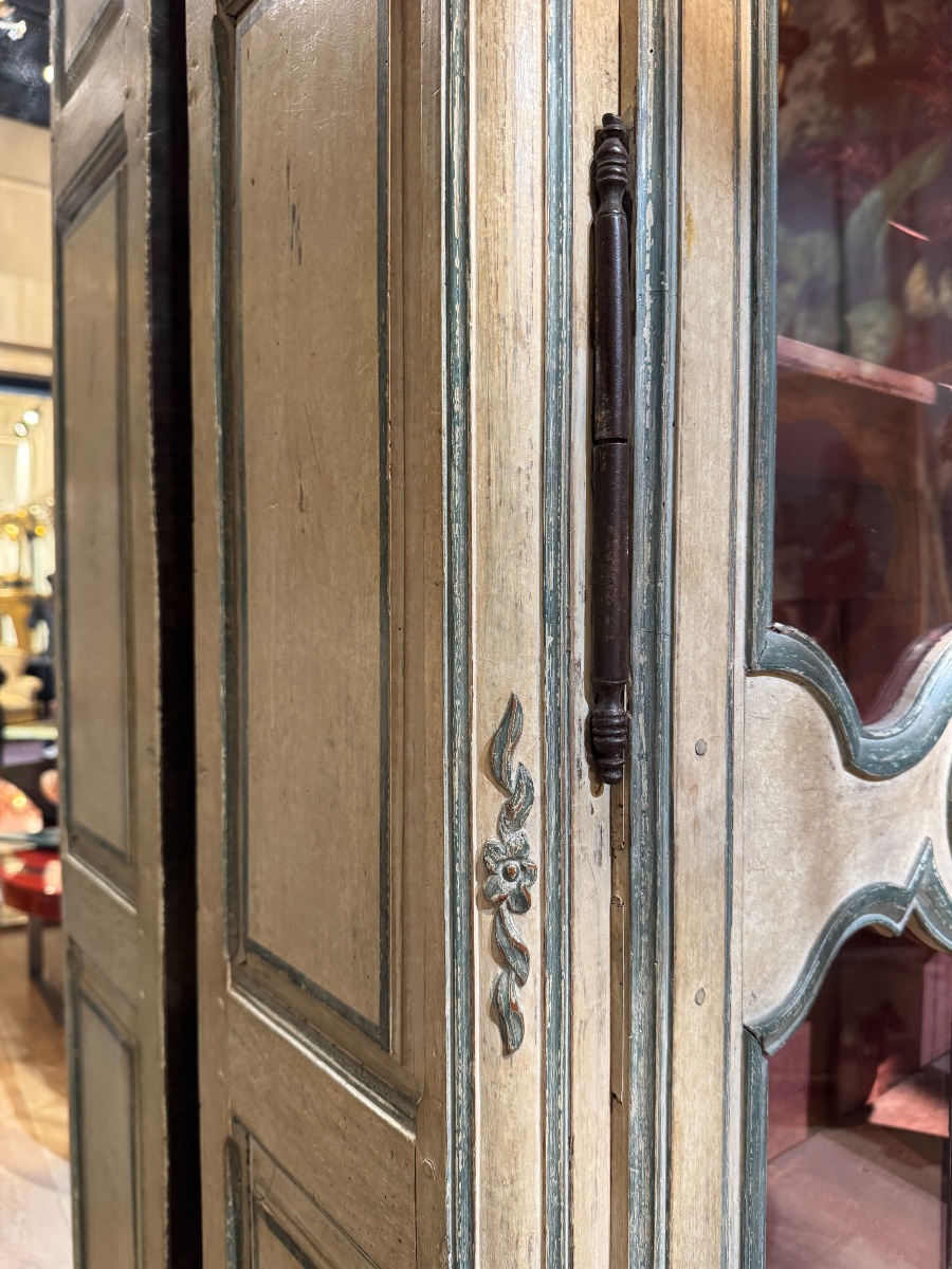 Bibliothèque provençale du XVIIIe siècle en bois peint-photo-4