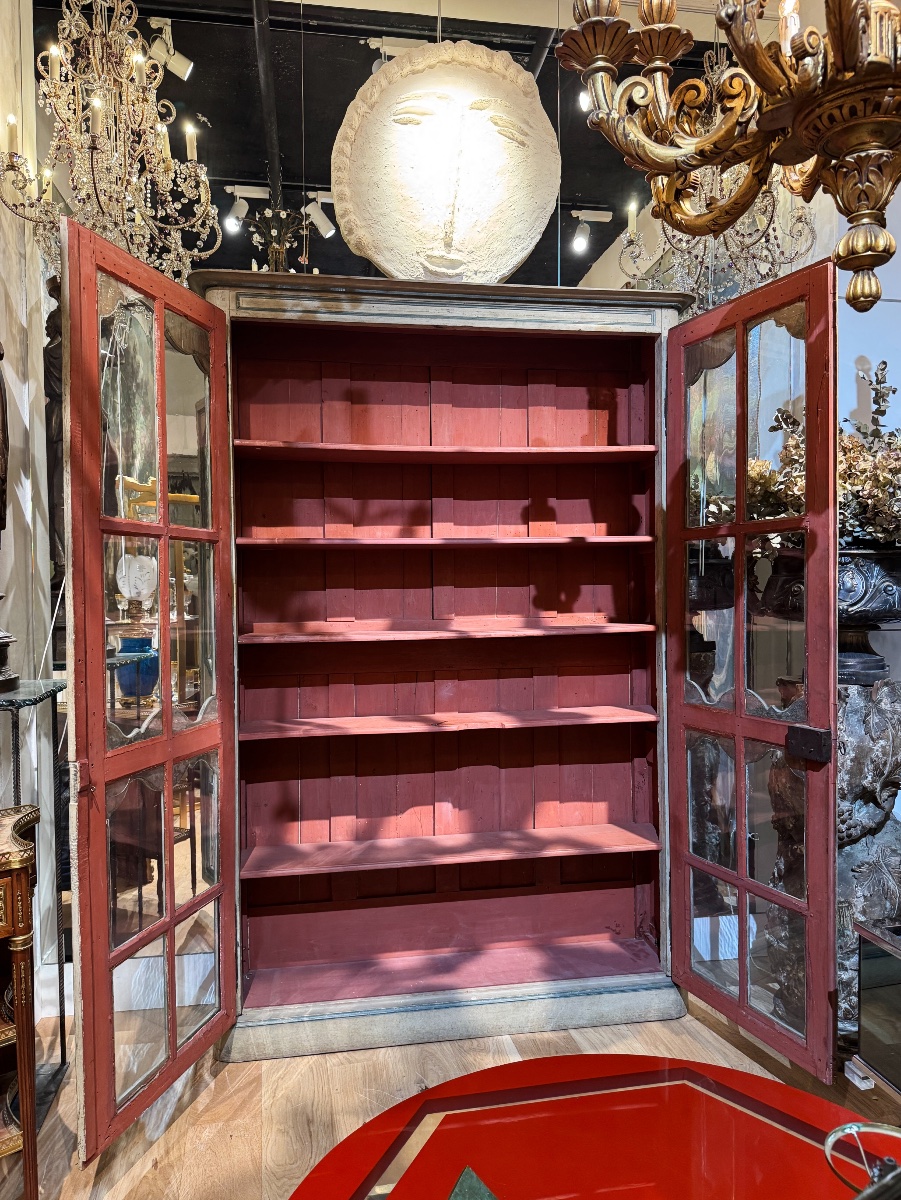 Bibliothèque provençale du XVIIIe siècle en bois peint-photo-8