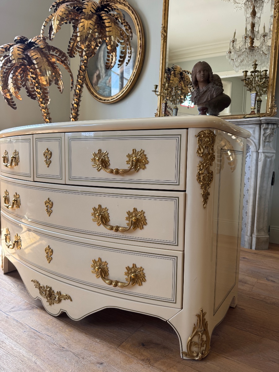 Louis XIV-style Chest Of Drawers In Light Wood - 20th Century -photo-1