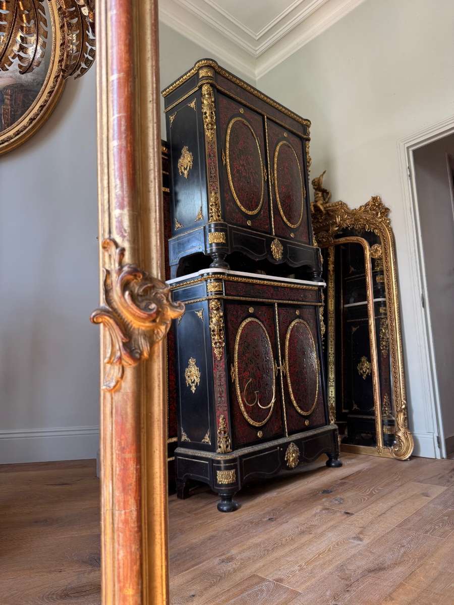 Napoleon III-era Fireplace Mirror In Gilded Wood, Louis XV Style-photo-7
