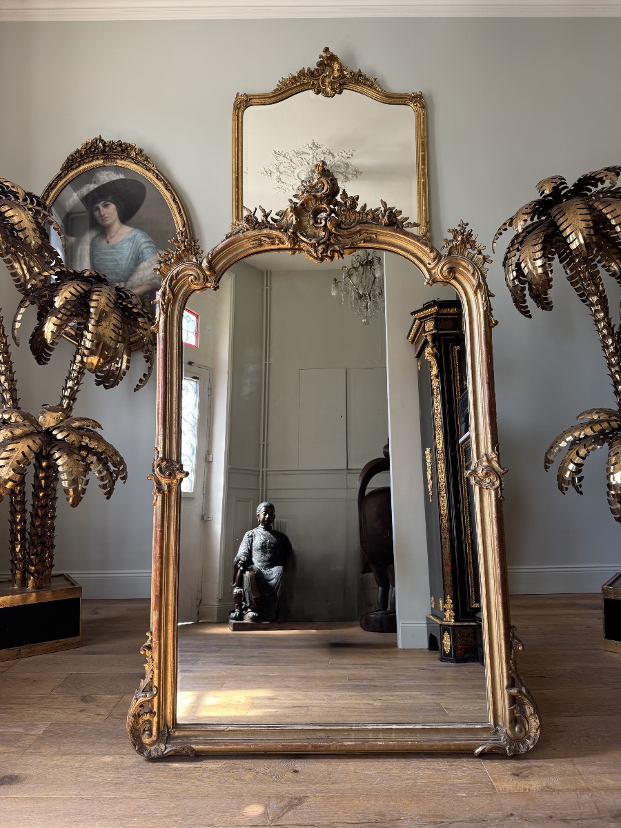 Napoleon III-era Fireplace Mirror In Gilded Wood, Louis XV Style