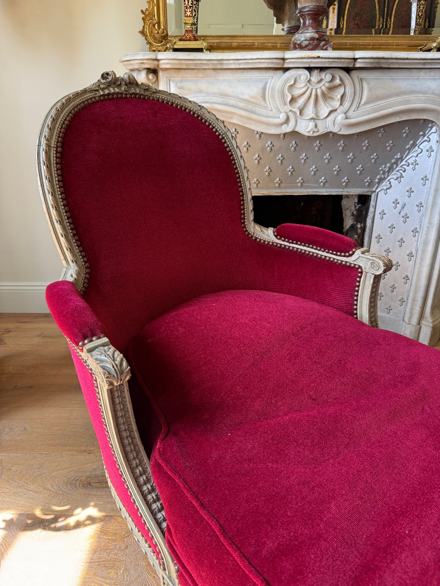 A Napoleon III-era Chaise Longue Made Of Painted And Carved Wood In The Louis XVI Style-photo-6
