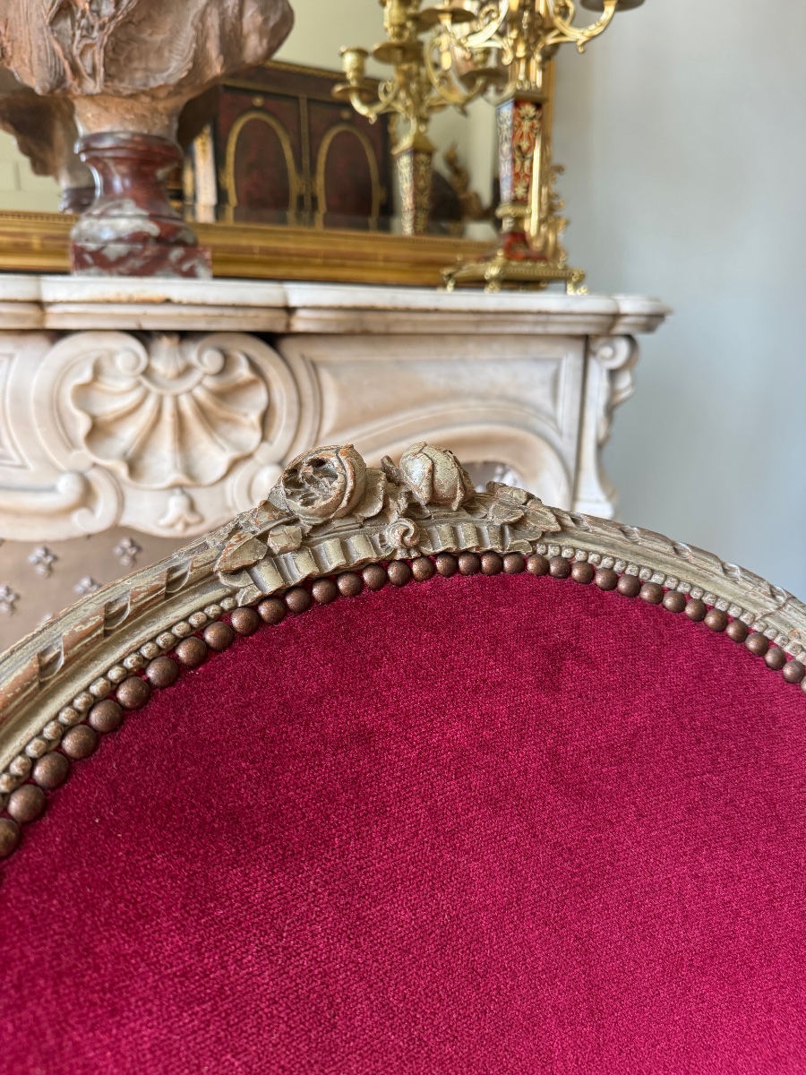 A Napoleon III-era Chaise Longue Made Of Painted And Carved Wood In The Louis XVI Style-photo-8
