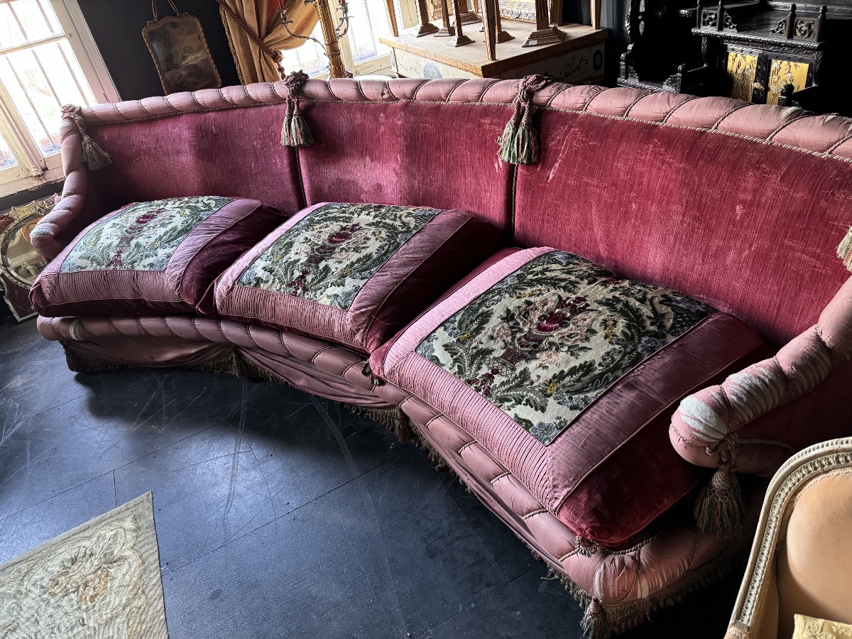 PAIRE DE CANAPÉS « BOUDOIR » D'ÉPOQUE NAPOLÉON III - 3M80 DE LONG-photo-5