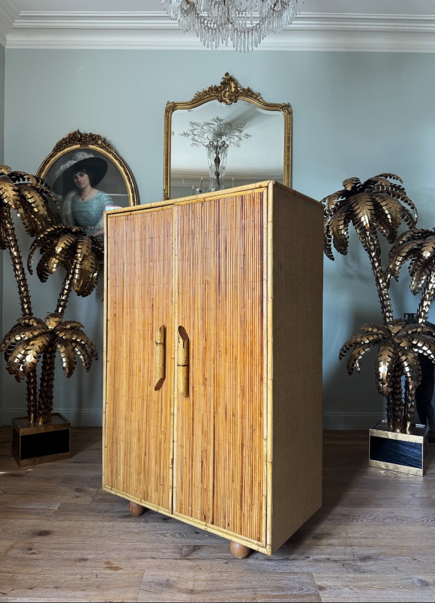 Armoire en Bambou des années 60 par Adrien Audoux et Frida Minet-photo-2