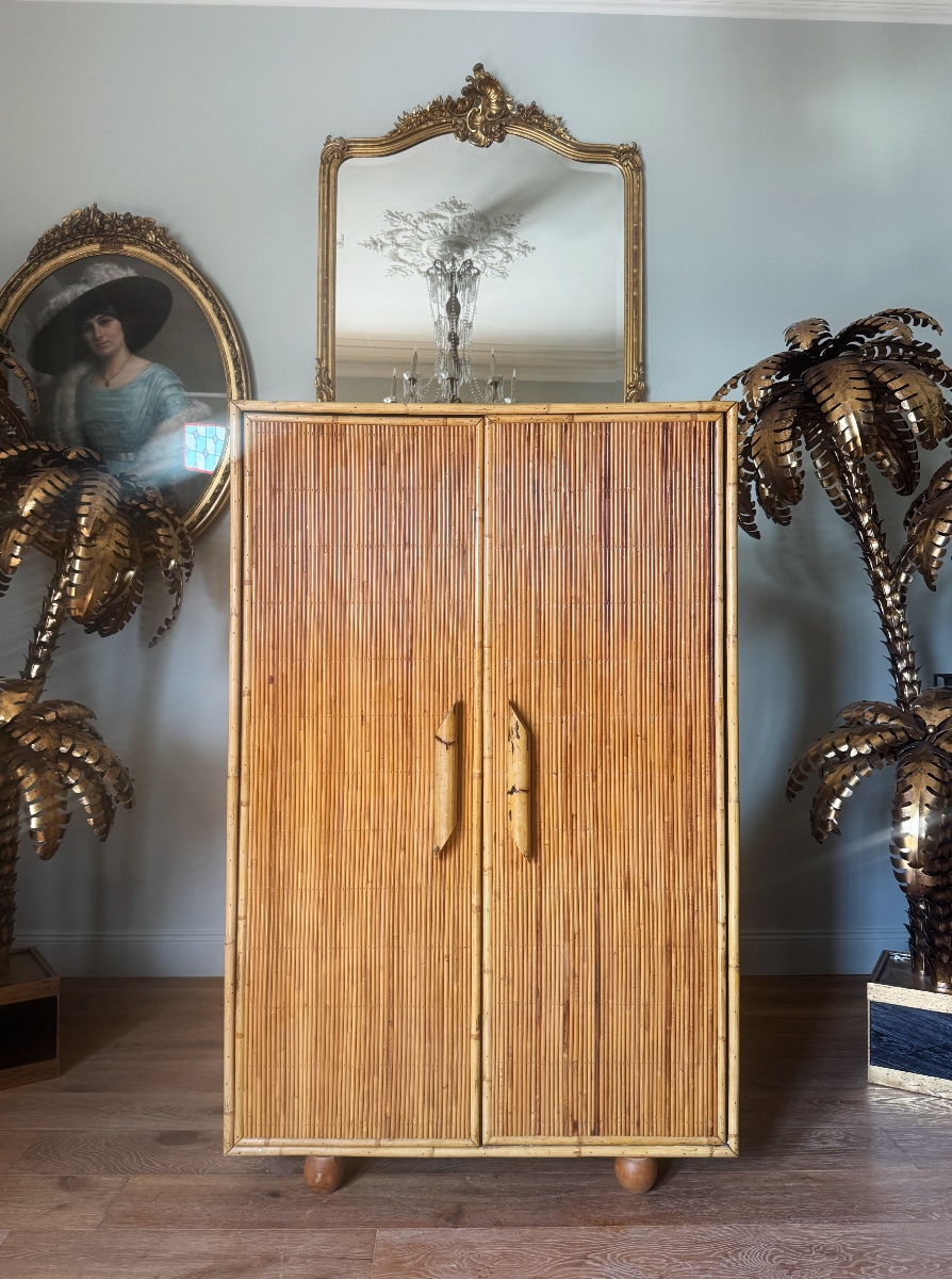 Armoire en Bambou des années 60 par Adrien Audoux et Frida Minet-photo-3