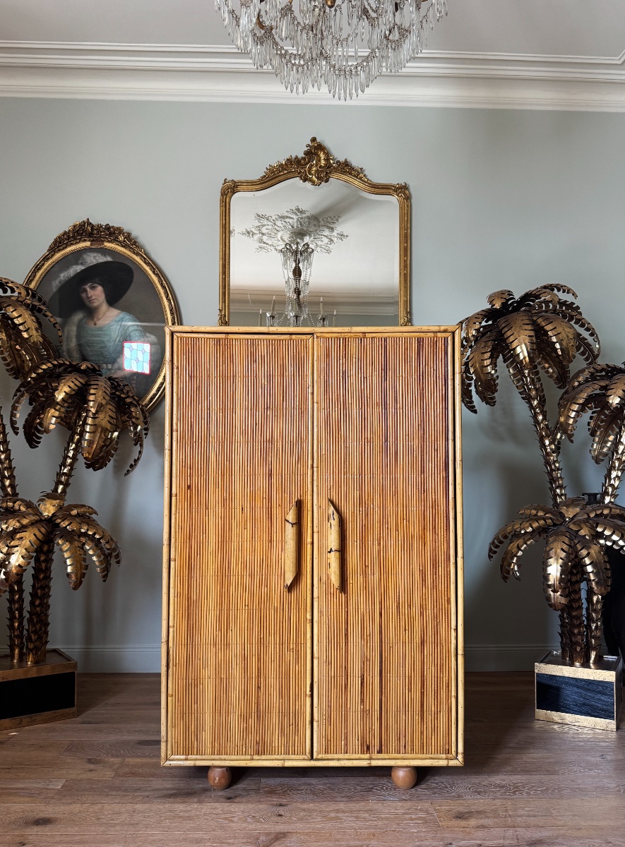 Armoire en Bambou des années 60 par Adrien Audoux et Frida Minet-photo-4