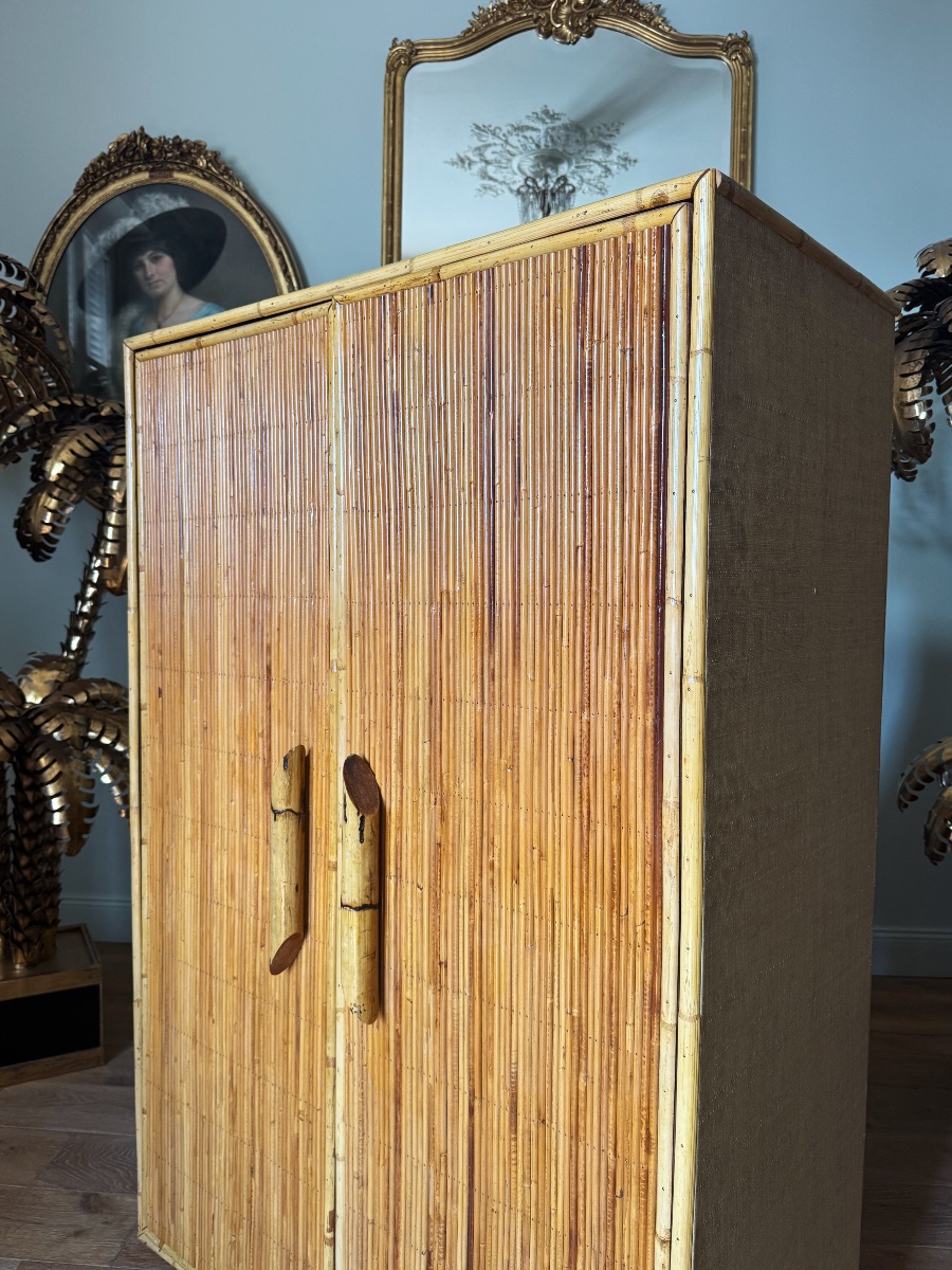 Armoire en Bambou des années 60 par Adrien Audoux et Frida Minet-photo-1