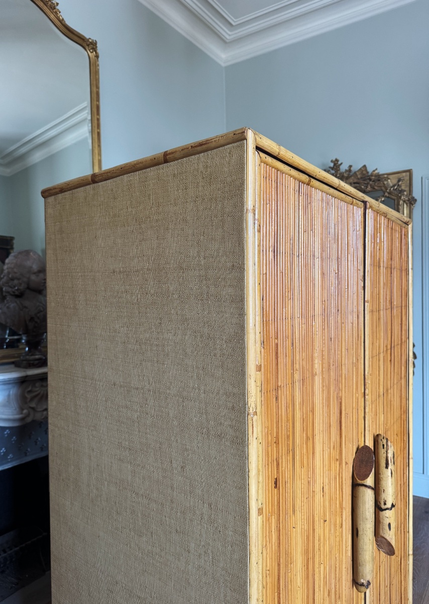 Armoire en Bambou des années 60 par Adrien Audoux et Frida Minet-photo-4