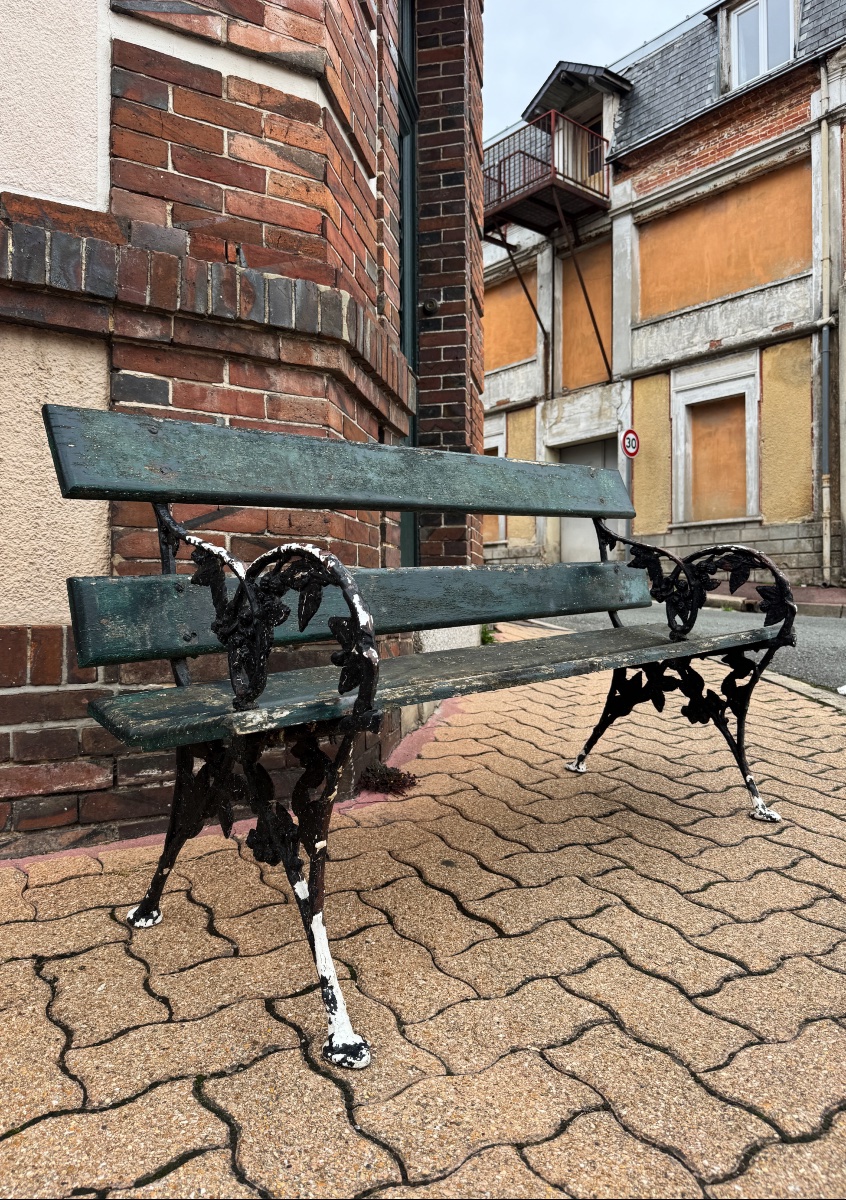 Vintage Art Nouveau Cast-iron Garden Bench -photo-4