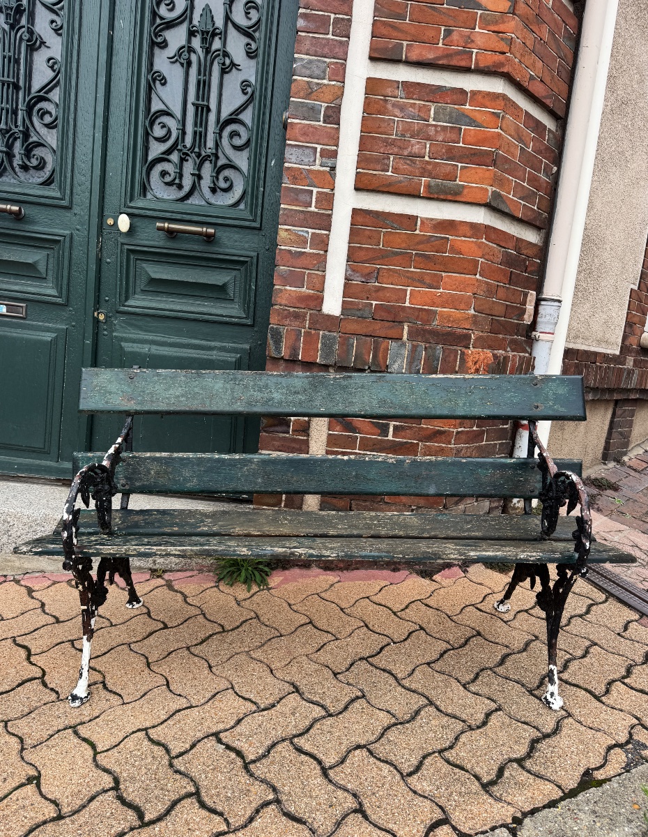Vintage Art Nouveau Cast-iron Garden Bench -photo-2