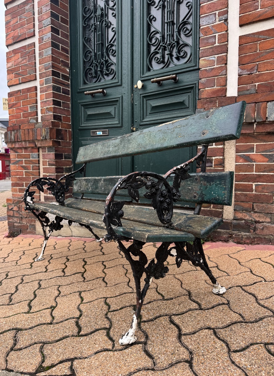 Vintage Art Nouveau Cast-iron Garden Bench -photo-3