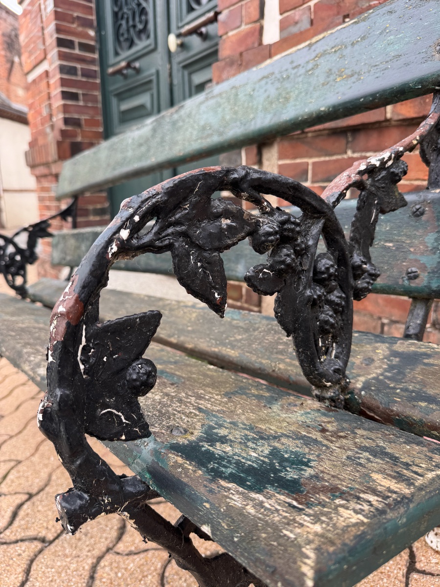 Vintage Art Nouveau Cast-iron Garden Bench -photo-4