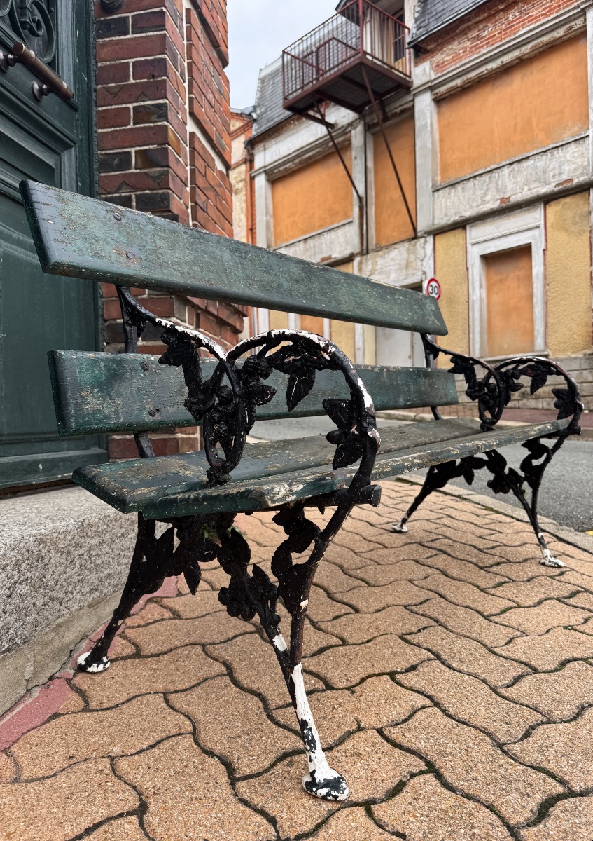 Vintage Art Nouveau Cast-iron Garden Bench 