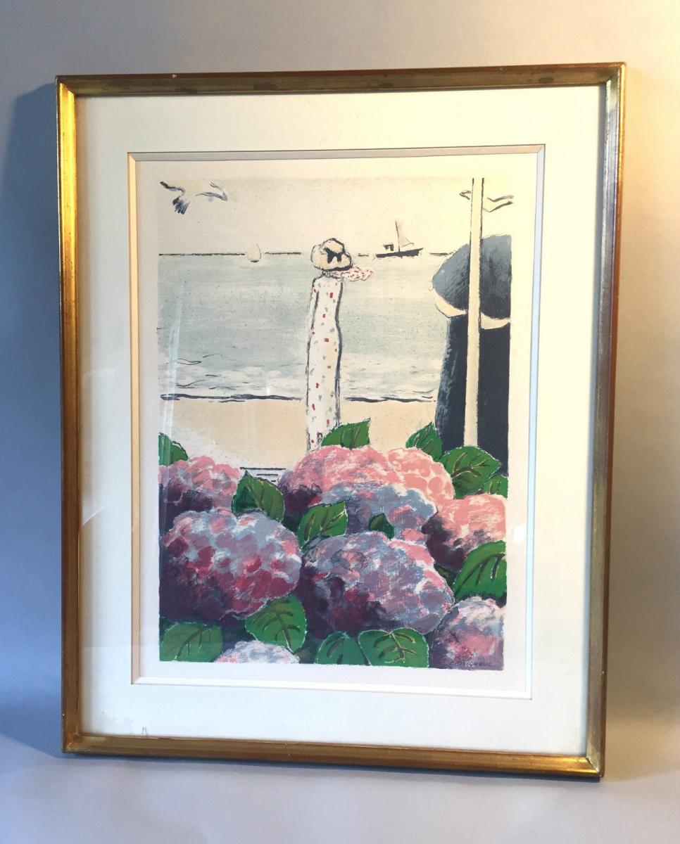 Lithograph Framed Under Glass Of "jean Pierre Cassigneul" 54 X 43 Cm