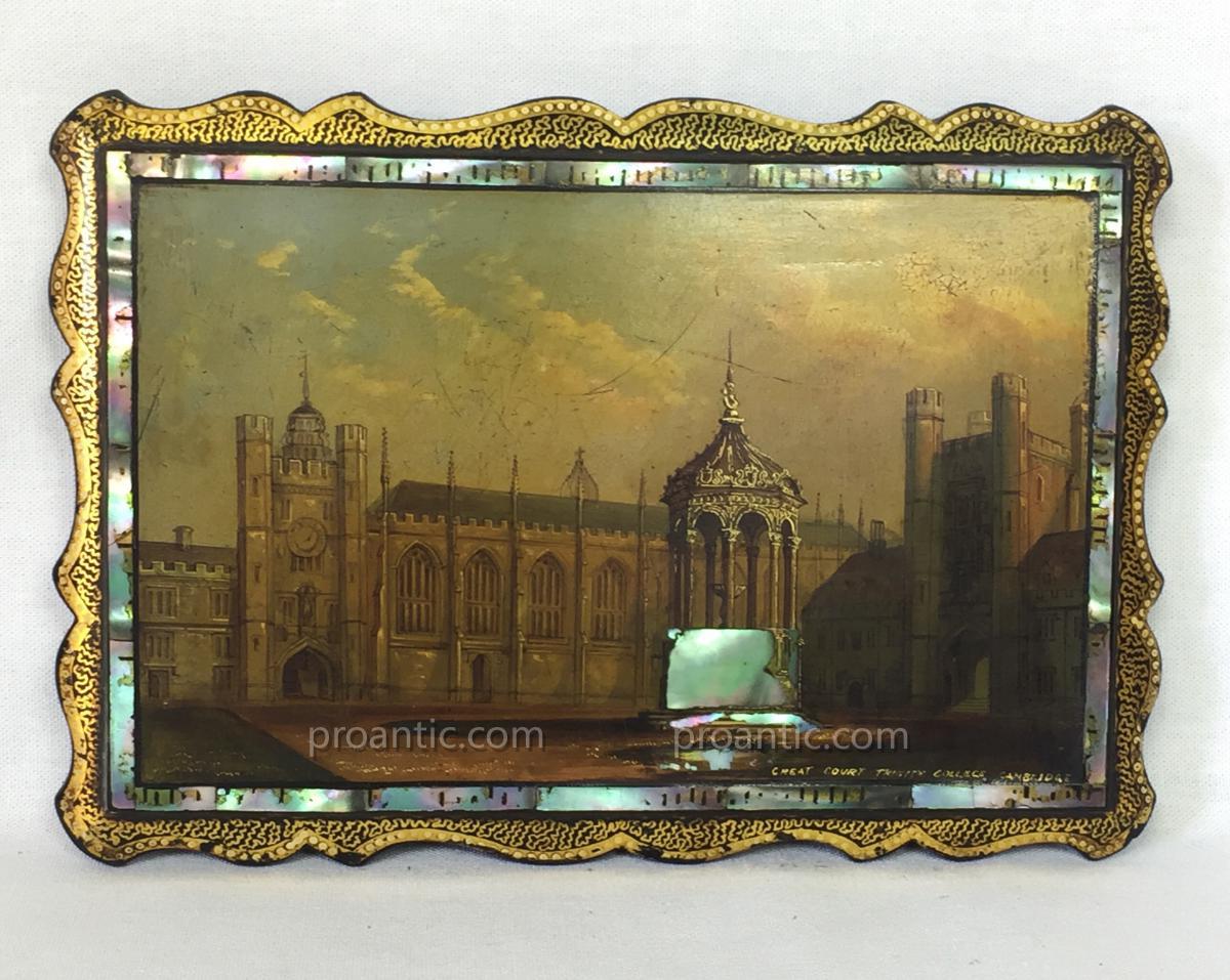 Napoleon 3 Box Cover And Lacquered "trinity College Cambridge"-photo-2