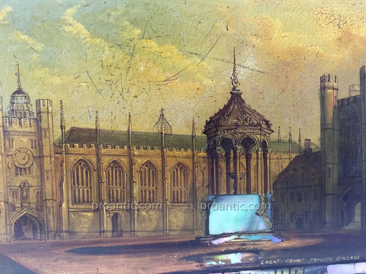 Napoleon 3 Box Cover And Lacquered "trinity College Cambridge"-photo-4