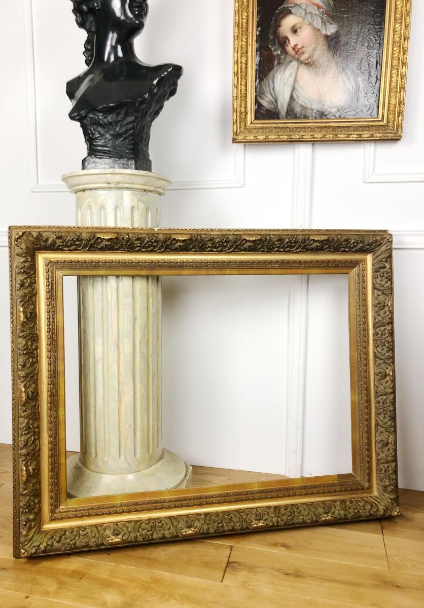 Frame / Framing Nineteenth (large Model) In Wood And Stucco Gilded-photo-2
