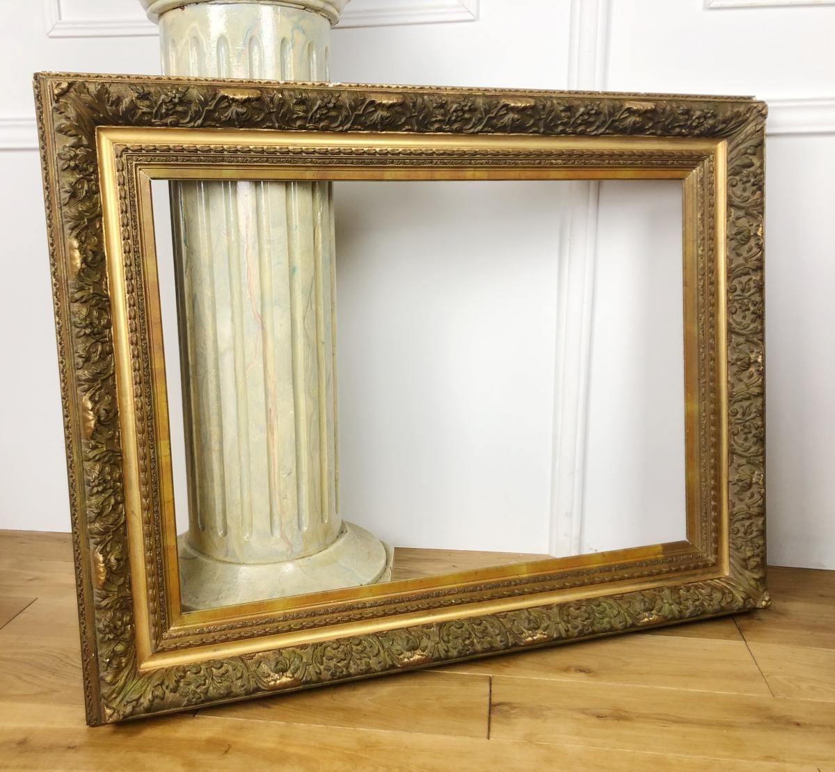 Frame / Framing Nineteenth (large Model) In Wood And Stucco Gilded-photo-3