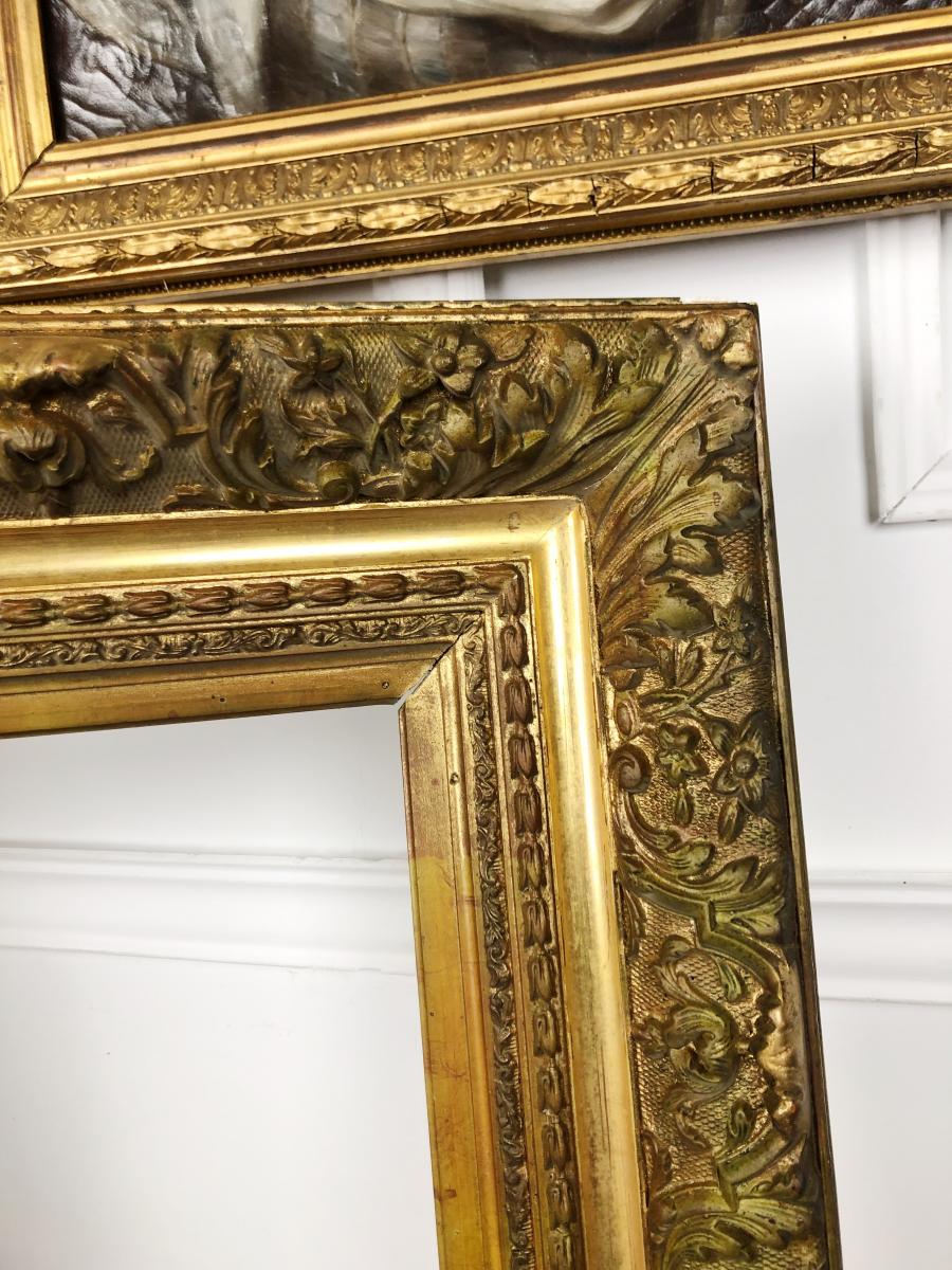 Frame / Framing Nineteenth (large Model) In Wood And Stucco Gilded-photo-4