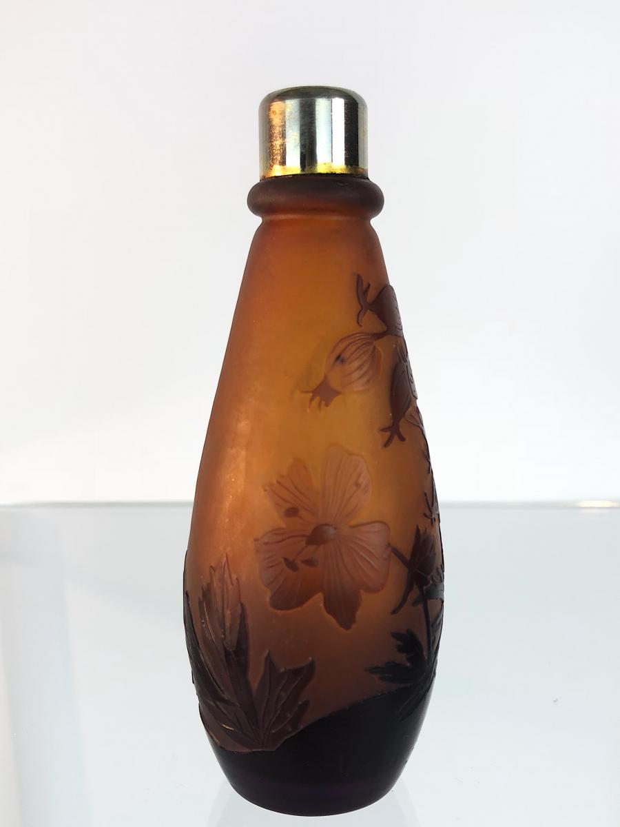 Émile Gallé: Glass Fragrance Vaporizer With Brown Background And Foliage Decor-photo-4