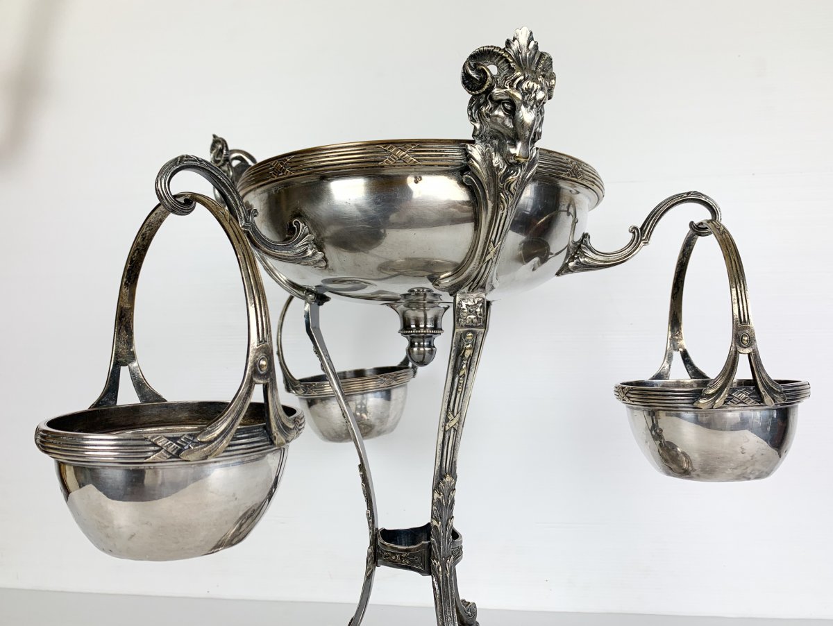 Nineteenth Silver Punch Set Decorated With Goats Heads-photo-6