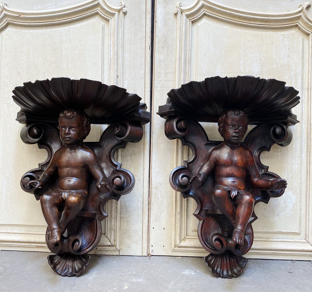 Pair Of Napoleon III Period Putti Wall Lights