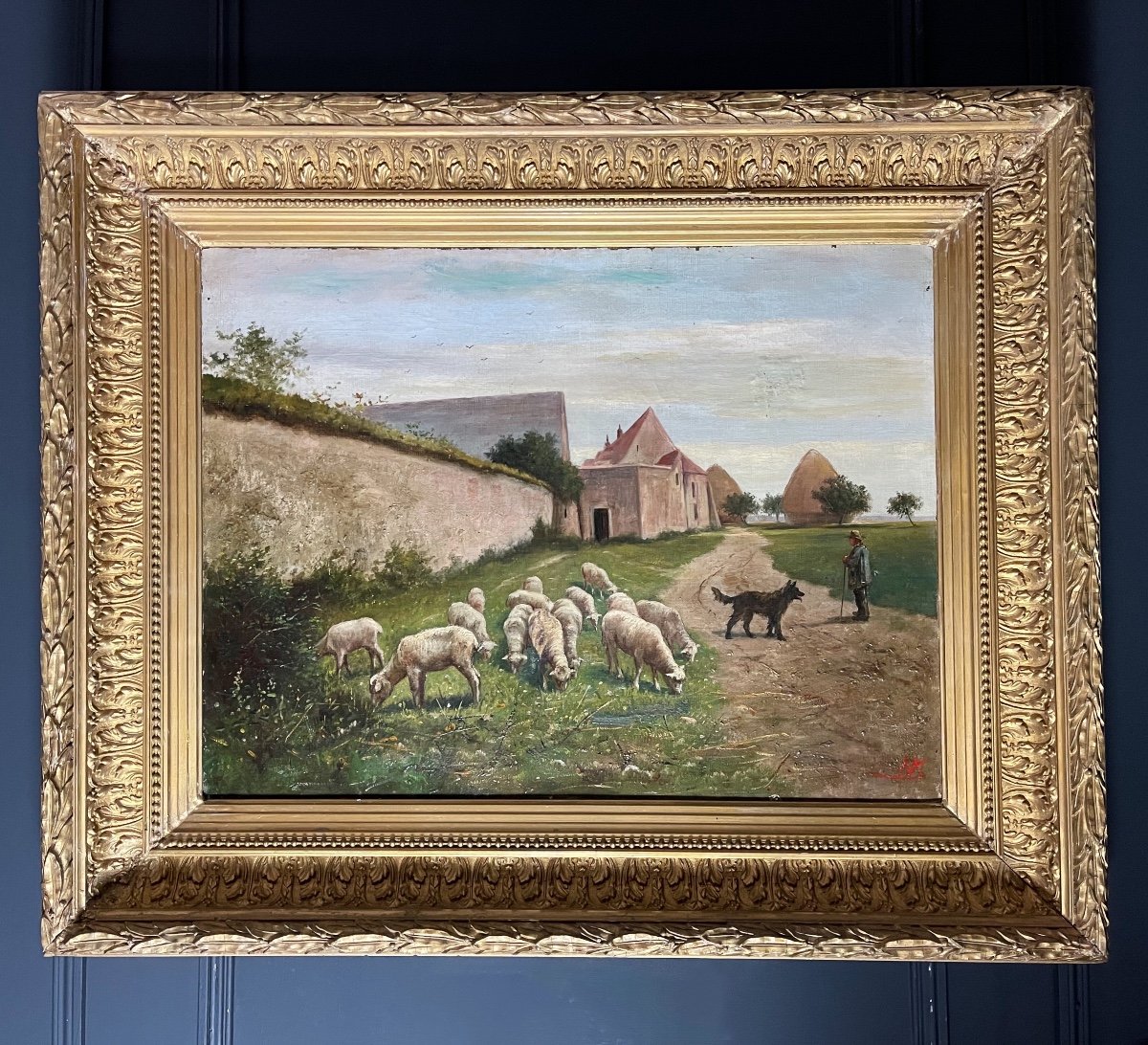 Oil On Canvas, French School Of The Nineteenth Representing A Shepherd And His Sheep