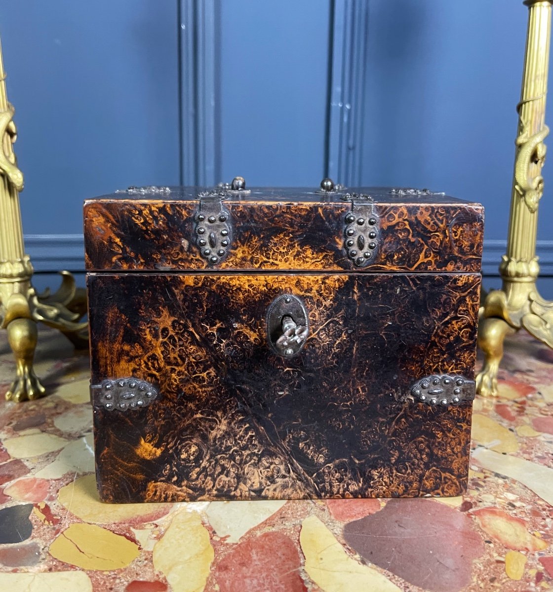 Napoleon III Tea Box In Precious Wood Burl Veneer - Nineteenth-photo-3