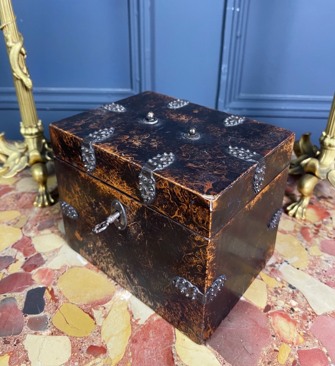 Napoleon III Tea Box In Precious Wood Burl Veneer - Nineteenth-photo-4