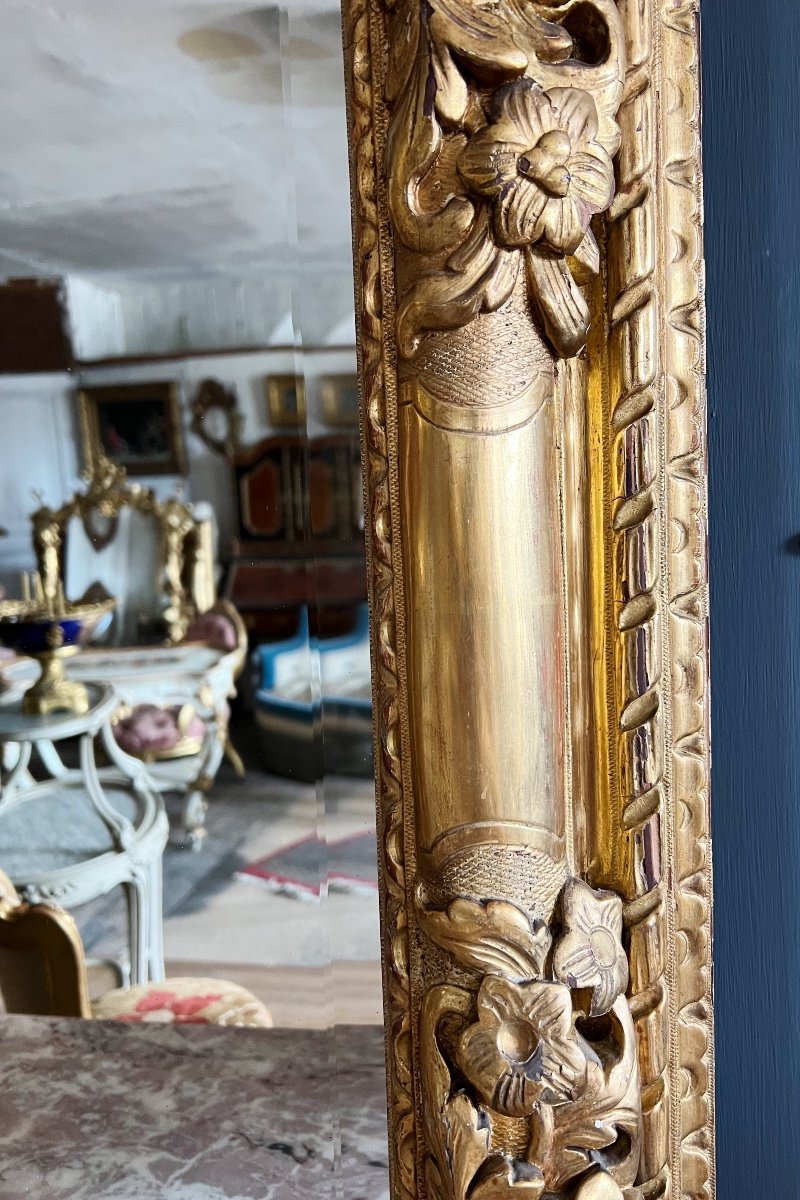 Italian Mirror From The Napoleon III Period In Golden Wood Decorated With A Baby Musician-photo-7