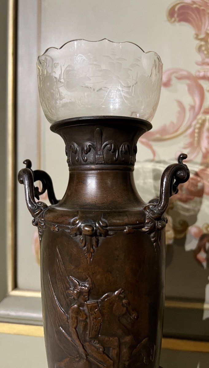 Paire De Vases En Forme D’amphore D’époque Napoléon III En Bronze Dans Le Goût De F.barbedienne-photo-4