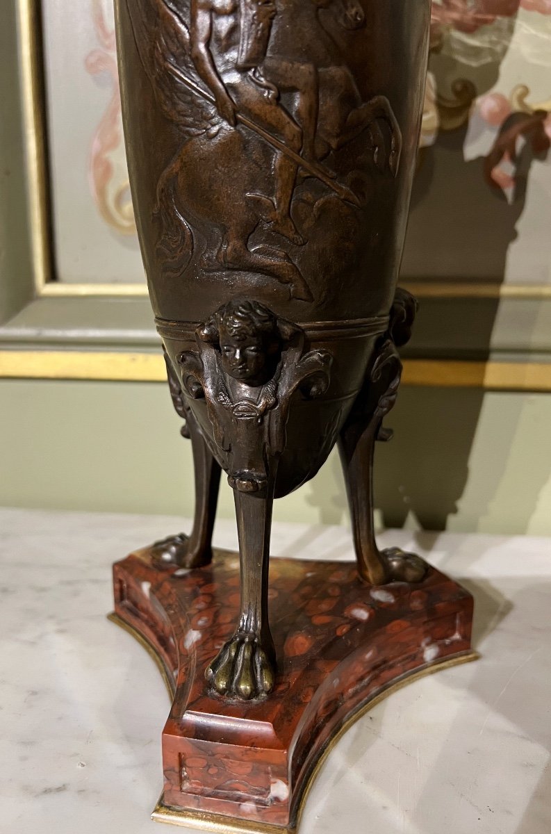 Paire De Vases En Forme D’amphore D’époque Napoléon III En Bronze Dans Le Goût De F.barbedienne-photo-1