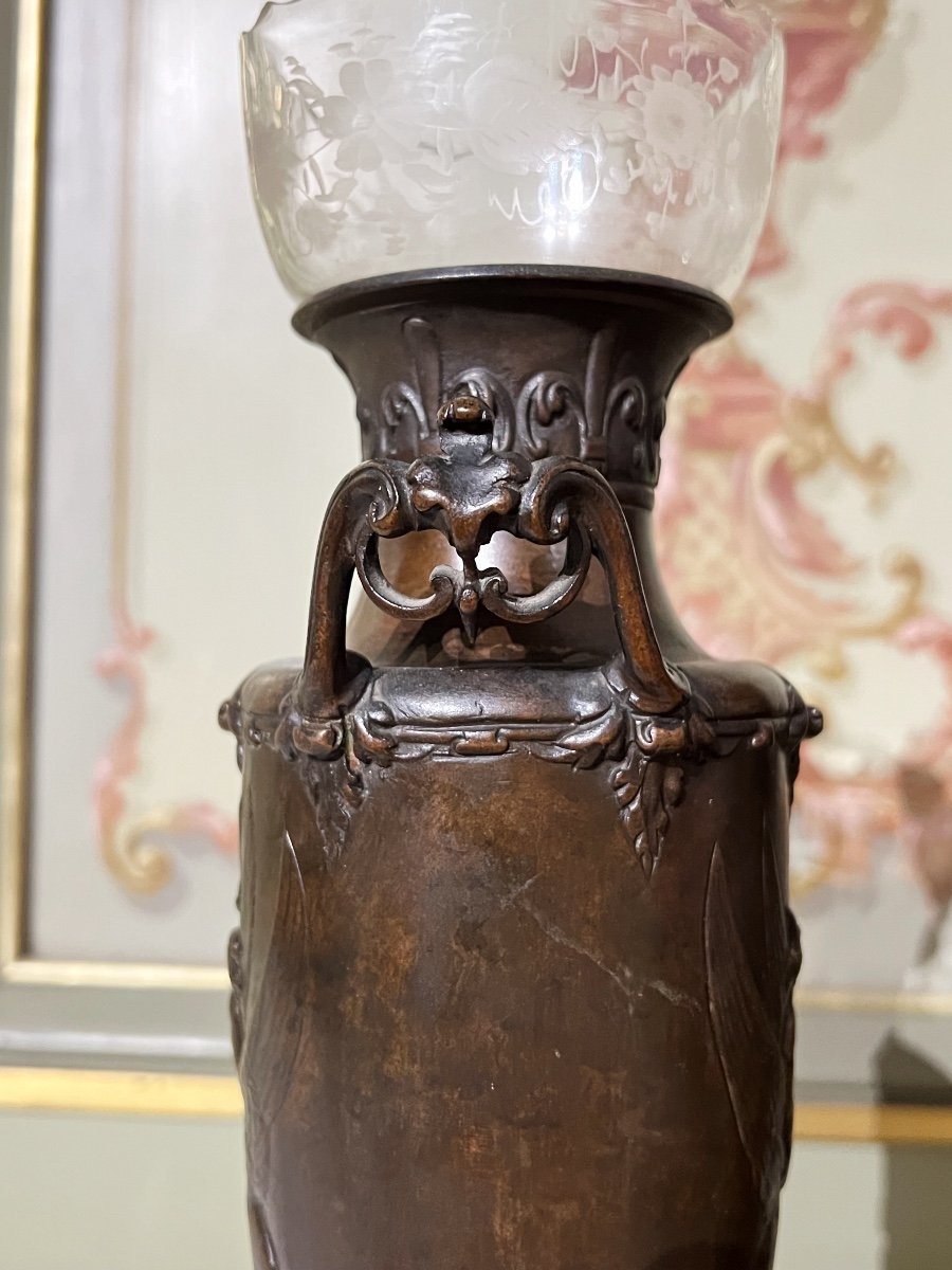 Paire De Vases En Forme D’amphore D’époque Napoléon III En Bronze Dans Le Goût De F.barbedienne-photo-7