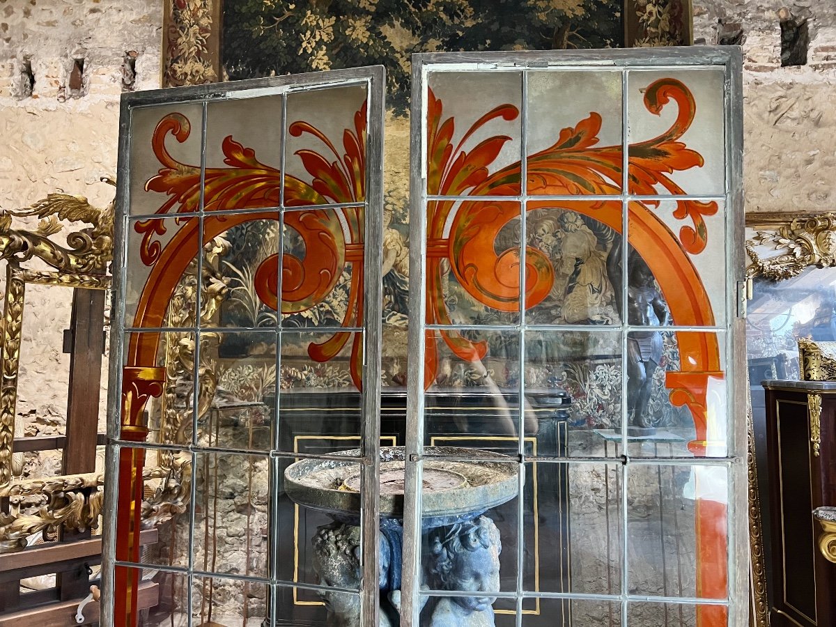 Pair Of Stained Glass From The 1900s - Decorative Elements-photo-3