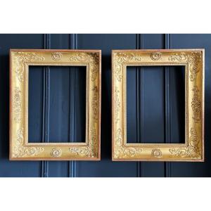 Pair Of Empire Period Frames In Golden Wood With Gold Leaf - XIX