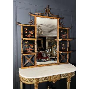 Miroir étagère Japonisant D’époque Napoléon III Attribué à Perret Et Vibert 