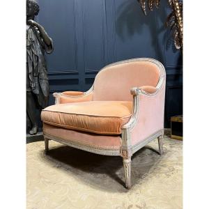 Marquise / Small Sofa From Napoleon III Period In Painted Wood, Finely Carved - 19th Century