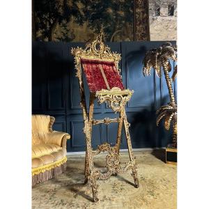 Italian Lectern From The 19th Century In Gilded Wood And Carved In The Taste Of The 18th Century