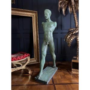 Sculpture / Statue Representing A Naked Man - 20th