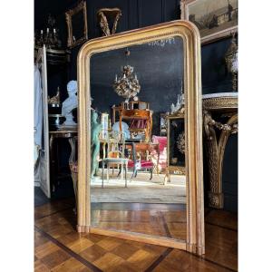 Louis Philippe Period Fireplace Mirror In Golden Wood (h1m33xl84cm) 