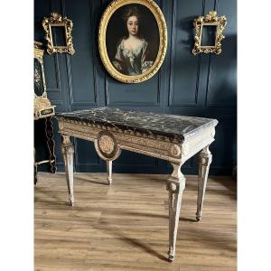 Italian Console With 4 Legs In Rechampi Wood In Louis XVI Style