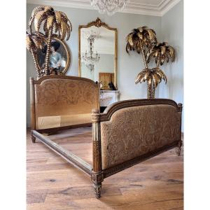 Late 19th Century Bed In Painted And Gilded Wood In The Louis XVI Style