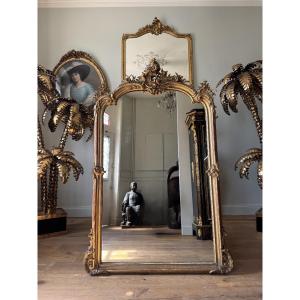 Napoleon III-era Fireplace Mirror In Gilded Wood, Louis XV Style