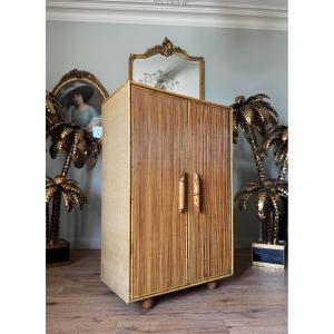 Armoire en Bambou des années 60 par Adrien Audoux et Frida Minet